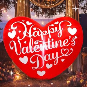 Kofero Valentines Inflatables Outdoor Decorations 5FT Long Love Heart Red Sweet Romantic Cute Blow up Yard Decoration LED Lights for Indoor Wedding Holiday Party Garden Lawn Décor