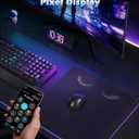 RGB Gaming Mouse Pad LED Pixel Display with Custom Animations, Tempered Glass, Anti-Slip Base, App Control for Keyboard & Mouse, Multiple Sizes, S 13.8 x 11.9 in,Black
