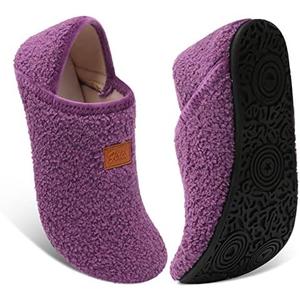 Fires Womens Mens Slippers with Rubber Sole Soft-Lightweight House Slipper Socks Around House Shoes Non Slip Indoor/Outdoor , size 40-41