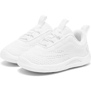 MORENDL Toddler Slip On Sneakers Baby Walking Shoes Non-Slip Breathable Unisex Pink Mesh Lace-Up Athletic Sneakers Infant Running Shoes (White127)