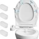 iFealClear 4 Pcs Universal Toilet Seat Bumpers for Bidet, Toilet Lid Rubber Buffer for Changing Heights, Strong Adhesion Toilet Bidet Seat Bumpers with 4 Extra Thickness Pads for Home, Hotel, Hospital (White)