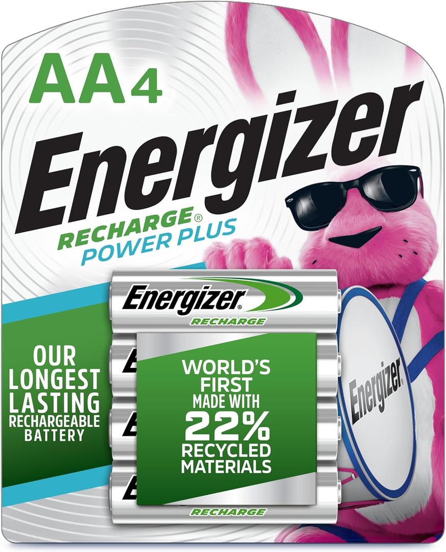 Energizer Power Plus Rechargeable AA Batteries (4 Pack), Double A Batteries