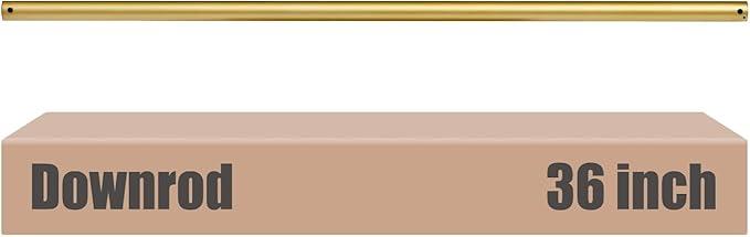 36 inch Ceiling Fan Downrod with Extension Cord, 3 FT Gold Downrod for Ceiling Fan, 1 inch Outside Diameter, Boom Suitable for a Wide Range of Fans (Gold, Not Threaded)