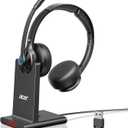 acer Wireless Headset with Mic for Work - 2.4G Bluetooth 5.3 Dual Mode Headphones,36Hrs Battery,ENC Crystal-Clear Calls Mic,USB Dongle for PC,Bluetooth Headset for Phone/Tablet, Home/Call Center (Black)