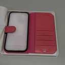 TUCCH Case for iPhone 16, [Detachable] 2 in1 Magnetic PU Leather Wallet Case with RFID Blocking [Wireless Charging] 4 Card Slot Kickstand Removable Shockproof Cover Compatible with iPhone 16, Hot Pink