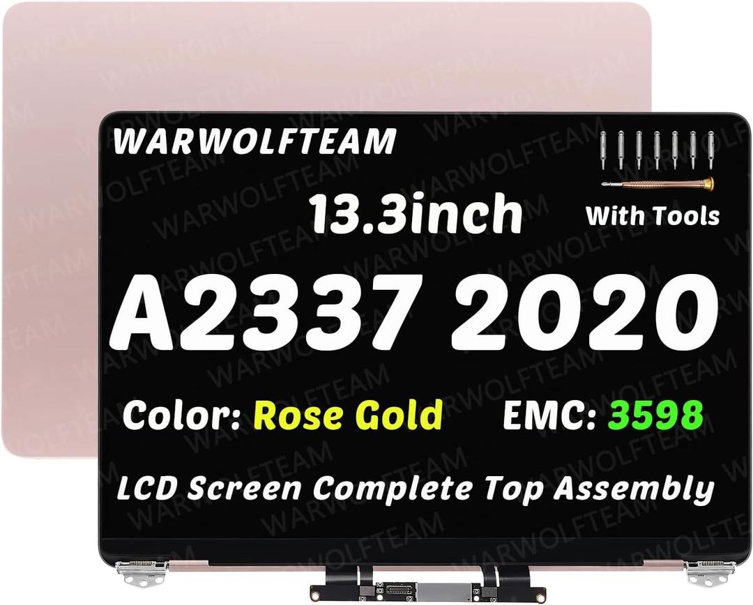 LCD Screen Display Full Top Assembly Compatible with MacBook Air 13" M1 2020 A2337 EMC 3598 MGN63 MGN93 MGND3 MGN73 MGNA3 MGNE3 2560 x 1600 661-16807 661-16806 661-16808(Rose Gold)