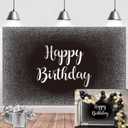 Black and Silver Happy Birthday Backdrop Grey Glitter Photography Background Men Women Adult Birthday Decoration Supplies 7x5FT (7x5FT(width 210cm x Height 150cm))