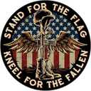 Battlefield Cross Stand for The Flag Kneel for The Fallen Patriotic - 7 inch Patriotic Decal Sticker for Cars, Trucks, Motorcycles, Boats & Laptops (2-Pack)