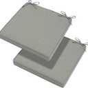 Magpie Fabrics Indoor Outdoor Waterproof Square Chair Cushion, 18" x 18" x 2.5", 2 Pack, Water Resistant Seat Cushions, for Patio Garden Office, Grey