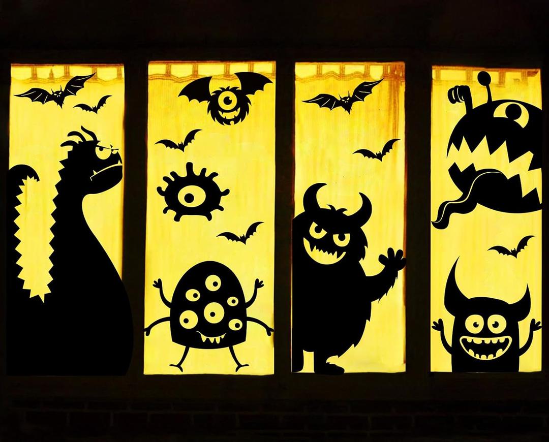 Large Halloween Window Clings Decorations Halloween Window Silhouette Decorations Scary Monster Silhouette Giant Halloween Stickers