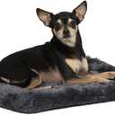 MidWest Homes for Pets QuietTime XXS Dog Bed  Gray Faux Fur Bolster, Ultra-Soft and Machine Washable, Fits 18-Inch Crates and Carriers, for Small Dogs and Cats (Grey)