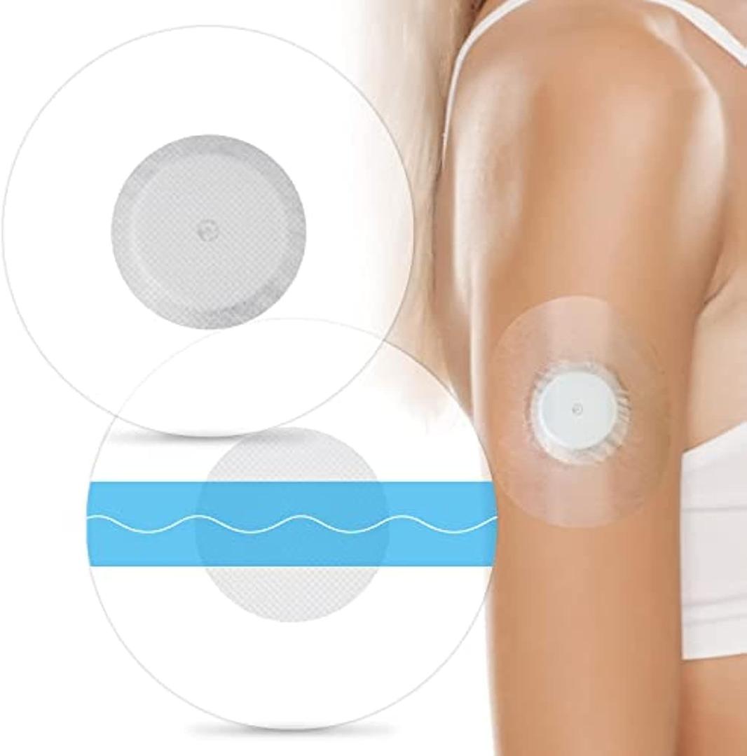 60Pack Libre Sensor Covers Latex-Free Medical Adhesive Patches for Libre 2/3 Precut CGM Tape with No Glue On The Center Waterproof and Strong Stick for Long Stay (Blue)