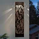 Solar Metal Filigree Wall Art Panel with Leaf Pattern, 23.625.83, for Front Porch Decor(Medium Size)