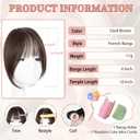 Clip in Bangs 100% Real Human Hair, Darkest Brown French Fake Bangs, Bangs Hair Clip & Clip On Bangs for Women, Fringe with Temples, Natural Blend