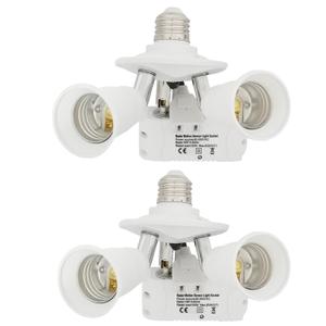 Radar Motion Activated Light Sockets,2 in 1 E26/E27 Dual Light Bulb Socket,Dusk to Dawn Sensor Bulb Adapter Outdoor Indoor for Porch,Garage,Basement(2 Pack)