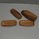 Mini Wooden Serving Platters and Trays, 7-inch Solid Acacia Wood Serving Plates for Food/Snacks/Appetizer, also as Jewelry Trays, Mini Charcuterie Board and Cheese Platter, Reusable (6 PCS) (Brown)