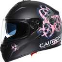 TRIANGLE Full Face Motorcycle Helmet Dual Visor Helmets for Adult Men and Women with Smoked Sunshield DOT Approved (Large, Pink)