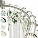 Brushed Nickel Curved Shower Curtain Rod for Bathroom 33-78 In Adjustable Rounded Shower Rod, RustProof Stainless Steel Non-Slip Bowed Shower Rods for Bathtub, Stall Extra Shower Space Need Drilling