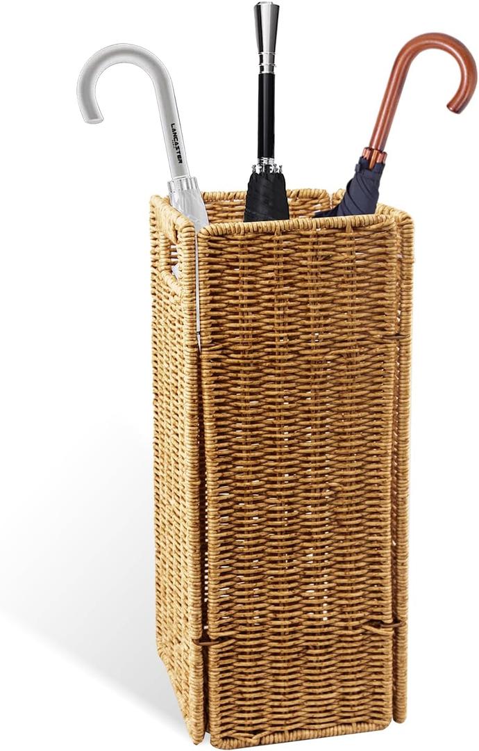 Rattan Umbrella holder, Hand Woven Umbrella Holder for Entryway, Indoor Umbrella Rack Organizer Freestanding, Umbrella Bucket Fits Mudroom, Walking Canes, Home, Office