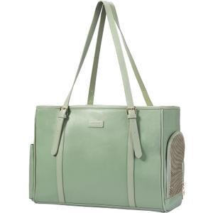 Lasaviin Fashion Dog Purse Pet Carrier Leather Bag for Small Dogs Cats Puppy, Portable Tote Bag Airline Approved Soft-Sided Carriers (Green)