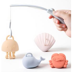 Silicone Fishing Toy Game,Silicone Fishing Playset,Bath Toys for Toddlers And Babies ,Montessori Fine Motor Skills Fish Games for Children,Kids Bathtub Toys,Floating Water Toys for Kids Baby Infant