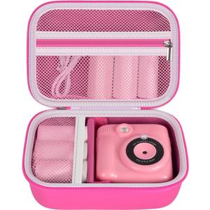 Kids Camera Case Compatible with Esoxoffore /for Dududragon/ for Bofider/ for Letshaha/ for Masterbee/ for Dylanto/ for Mgaolo Instant Print Camera, Digital Video Cameras Storage for Roll Papers-Rose