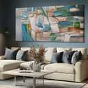Large Framed Modern Abstract Wall Art Living Room Decor Wall Decorations Line Art Canvas Artwork for Office Home 29"x 58" Neutral Wall Art