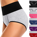 ASIMOON Women's High Waisted Cotton Underwear Tummy Control Panties Soft Full Coverage Ladies Briefs  6 Pack L