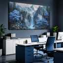 MXUNYZ Blue Tree Forest Waterfall Pictures for Living Room, 58"L x 29"W