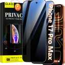 Oterkin 2 Pack Privacy Screen Protector for iPhone 17 Pro Max 6.9'' Tempered Glass Private Saver Anti-Spy Eye Protection Full Coverage Anti-Scratch Case Friendly