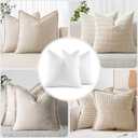 MIULEE 24x24 Euro Pillow Inserts, Set of 2 Down Feather Throw Pillows for Couch Sofa Bed, Decorative Fluffy Throw Pillow Inserts Cotton Fabric,White