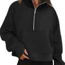 AUTOMET Womens Sweatshirts Half Zip Cropped Pullover Fleece Quarter Zipper Hoodies 2026 Fall Fashion Outfits Clothes Black Size M