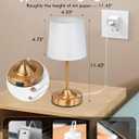 Cordless Table Lamp, 5000mAh Rechargeable Table Lamp with 3-Level Dimmable Brightness, Portable Nightstand LED Lamp for Bedroom, Living Room, Bedside, Dining Room (Gold)