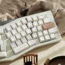 PBT Cute Cat Keycaps, Milk White Dye-Sublimation Keycap, 151 Keys Cherry Profile Keyboard Keycaps Set, Sand Dune Cat Custom Key Caps for Cherry Gateron MX Switches Mechanical Gaming Keyboard