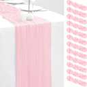 12 Pack Light Pink 20x120 Inch Cheesecloth Table Runner 10FT Boho Gauze Rustic Gauze Cheese Cloth Table Runners for Wedding Party Baby Shower Birthday Banquet Spring Decor