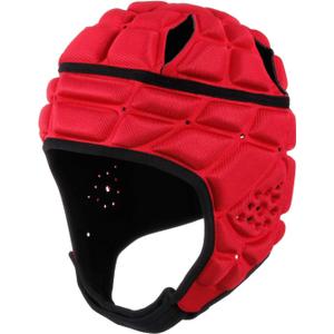 Surlim Rugby Helmet Soft Shell Helmets for Flag Football Scrum Cap Soft Helmet for Kids Youth (Medium, Red)