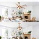 52" White and Gold Modern Chandelier Fandelier Ceiling Fan with Light | DC motor, reversible, dimmable, 3 adjustable rings for DIY shape; for bedroom, living room.