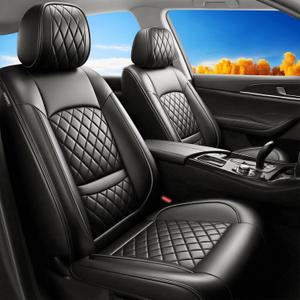 Fit for Forester Car Seat Covers Compatible with Subaru Forester 2007-2025 2026-Waterproof Breathable Leather Automotive Seat Cushions Protector, Airbag Compatible, Full Set 5 Seats(Black)