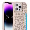 iCoverCase Compatible with iPhone 14 Pro Max Phone Case with Card Holder, Wallet Case for Women Men RFID Blocking PU Leather Protective Case 6.7 Inch (Beige Leopard)