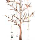 MORE&LESS Branch Jewelry Rack with wood tray,Retro color,Tree Tower Rack Hanging Organizer for Ring Earrings Necklace Bracelet,Suitable for living rooms, bathrooms,offices,etc.
