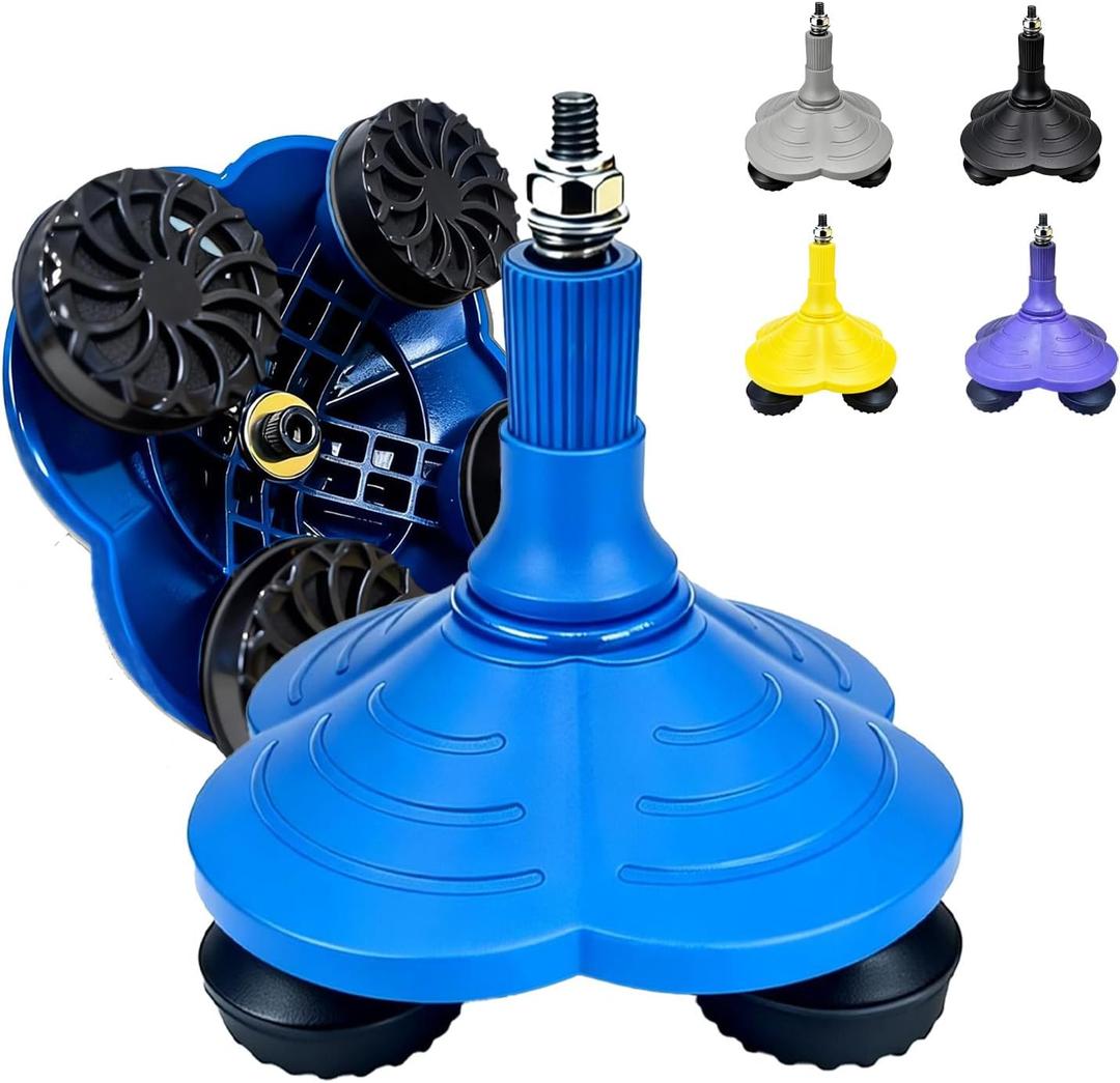 Cane Tips 3/4 Inch Extra Wide Heavy Duty Base Self Standing Cane Tip, 360Pivoting Quad Base for All Terrains, Shock-Absorbing and Non-Slip (Sky Blue)
