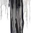 Haunted Hill Farm 9.5-Ft. Animatronic Witch, Indoor or Covered Outdoor Halloween Decoration, Prop With Light-up White Eyes, Poseable and Battery Operated Fright Prop for Home