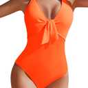 AI'MAGE Women's One Piece Swimsuits Halter Bathing Suits Push Up Swim Suits Slimming Tummy Control Swimwear S-XXL (Medium, Orange)