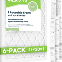 Future Way 16x20x1 Air Filters, 6-Pack with Reusable Frame, MERV 13, MPR 1900 AC Furnace Filters, Space Saving & Cost-Effective