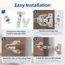 Chibery 10 Pack 1/4" Partial Overlay Soft Close Concealed Hinge for Face Frame Frameless Door, 3D Adjustment, Clip-on Plate, Slow Self Closing Hidden Satin Nickel, 105 Stainless Steel Hinges, 3/8"