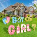 AerWo 11 Pcs Gender Reveal Decorations Baby Shower Yard Signs with Stakes,Baby Gender Reveal Ideas Yard Letters Lawn Signs Boy or Girl Gender Reveal Party Supplies (Pink,blue)