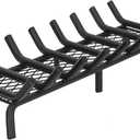 Fireplace Grate 30inch with Ember Retainer | Fireplace Log Grate with Heavy Duty Solid Round Steel 3/4 Bar | No Assembly Required Hearth Grate for Firepit Firewood Log Indoor Wood Stove Burning