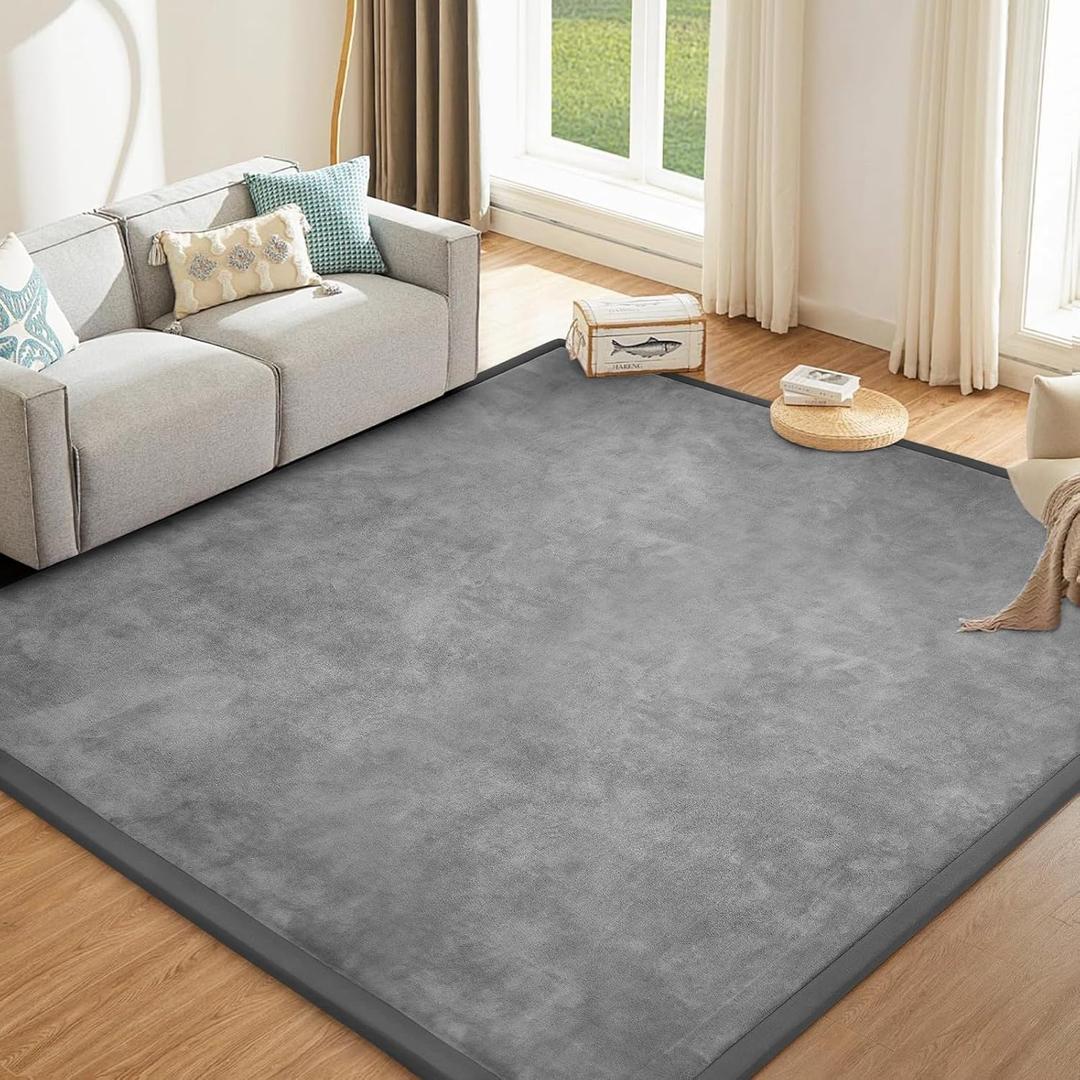Baby Play Mat 1.2" Thick Memory Foam Nursery Rug Area Rug, 92 X 67 Yoga Mat Playmat Crawling Mat for Baby,Toddlers, Infants, Kids,Floor Mat Tatami Mat for Living Room with Non-Slip(Grey)