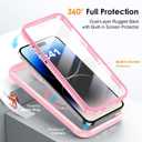 for iPhone 14 Pro Case with Invisible Magnetic Stand, Compatible with Mag-Safe Translucent Matte with Built-in Screen Protector, Shockproof Protective Phone Case for Women Men, Pink