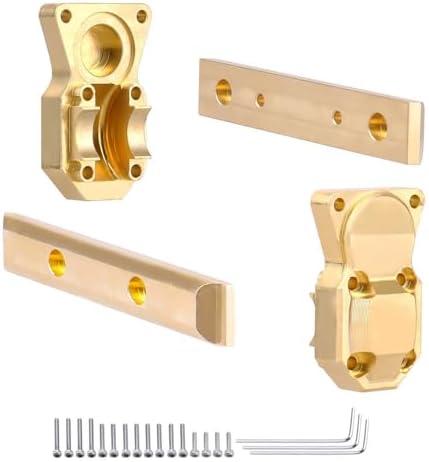 HobbyPark Frame Brass Side Bars, Brass Diff Covers Weight for Axial SCX24 Upgrades 1/24 RC Crawler Car SCX24 Deadbolt Chevrolet C10 B-17 Betty Wrangler JLU CRC Gladiator Bronco (Gold)